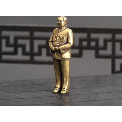 Pure Copper Retro Crafts Chairman Mao Miniatures Figurine Living Room Decor Car Ornaments Home Furnishings Decoration Accesories
