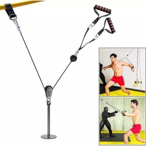 DIY Pulley Cable Machine System with Pull Rope Handle Biceps Tricep Pull Down Attachment Fitness Equipment for Home Gym Workout