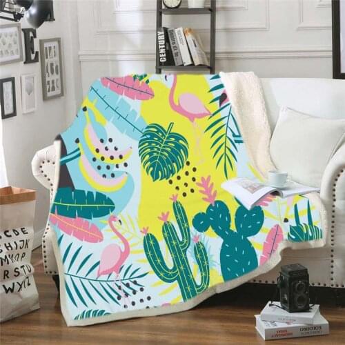 Super Soft Animals Flamingo Leaves Blankets Thick Print Bedding Sheet Sofa Cover Air Conditioner Throw Blankets Modern 3 Size