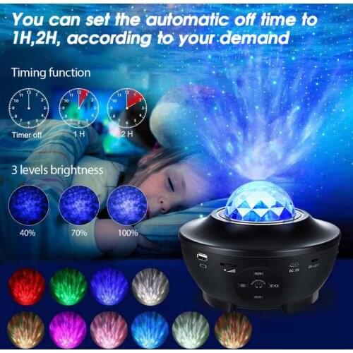 LED Star Galaxy Projector Ocean Wave Night Light Room Decor Rotate Starry Sky Porjectors Luminaria Decoration Bedroom Lamp Gifts
