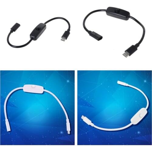 Type C Power Supply USB-C Male to Female Extension Cable On Off Switch for Raspberry Pi 4 An-droid Mobile Phone 27cm