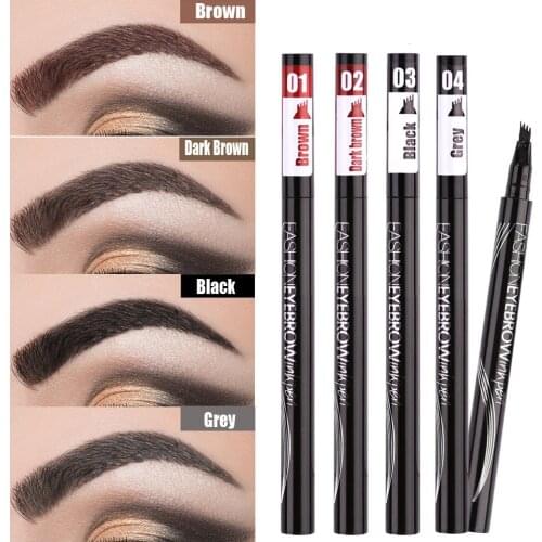 Waterproof Natural Eyebrow Pen Four-claw Eye Brow Tint Makeup three Colors Eyebrow Pencil Brown Black Grey Brush Cosmetics