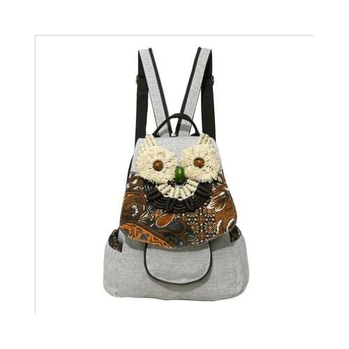 Fashion national string appliques women shopping backpacks!Nice bohemian animal prins cover backrack All-match canvas Backruck