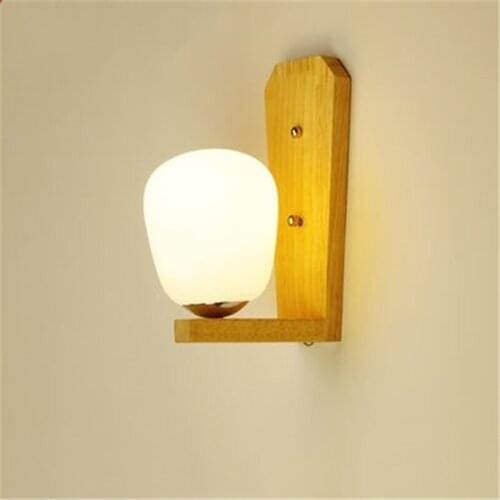 Japanese Solid Wood Residential Bedroom Bedside Wall Lamp Living Room Lamp Hotel Aisle Light Free Shipping