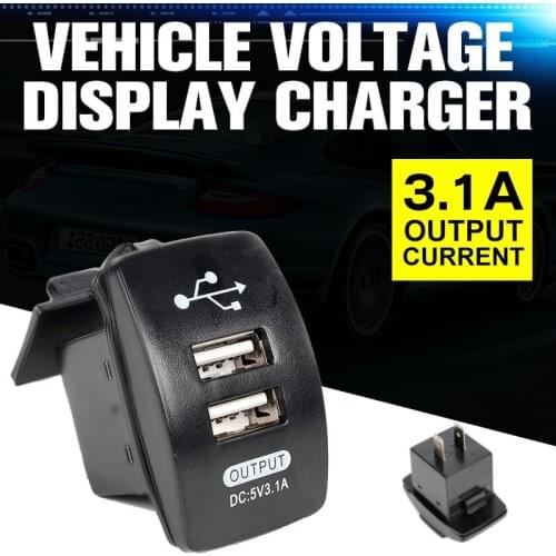 White Dual USB Charger Car Motorcycle Cigarette Lighter Phone USB Charger LED Digital Display Voltage Meter Monitor 12V 24V 3.1A