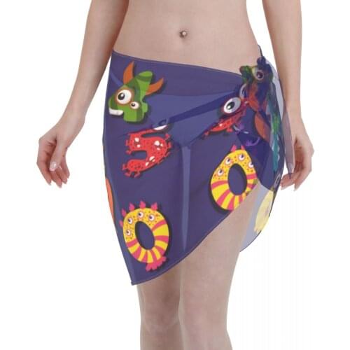 2021 Women Swimwear Pareo Scarf Bikini Cover-Ups Wrap Kaftan Sarong Beach Sexy Skirts Numbers Monsters Swimsuit Cover-Ups