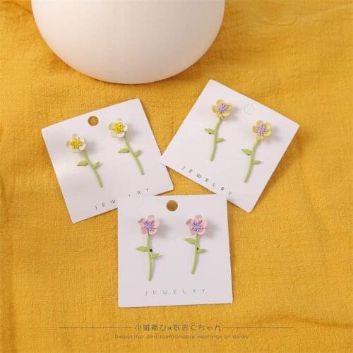 2020 New Cute 3D Stereoscopic Metal Spray Paint Flower Stud Earrings For Women Girl Gifts Korean Style Spring Summer Jewelry