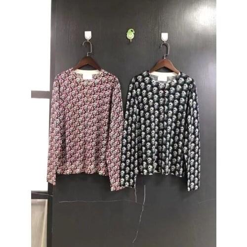 Women O-Neck Knitted Skull Sweater 2021 Early Autumn Ladies Long Sleeve Single-Breasted Thin Knitwear Cardigan Tops