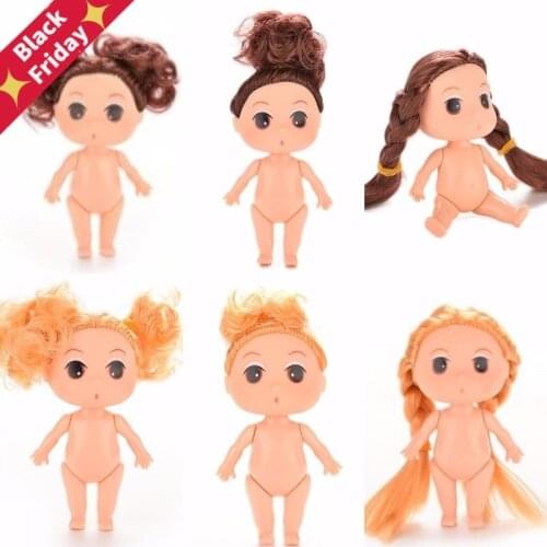 1 Pcs Novelty 9CM Ddung Dolls Toy Girl Brown Bun Hair Skirt Princess Confused For Doll Christmas Wedding Gift Classic Toy