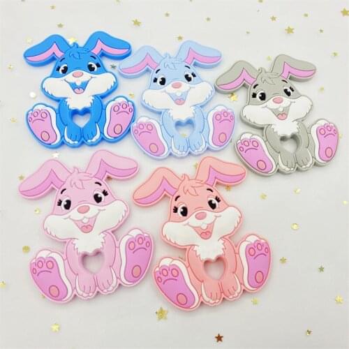1pc Cartoon Rabbit Baby Silicone Teether Chewing Pandent Accessories DIY Jewelry Food Grade Baby Chew Toy