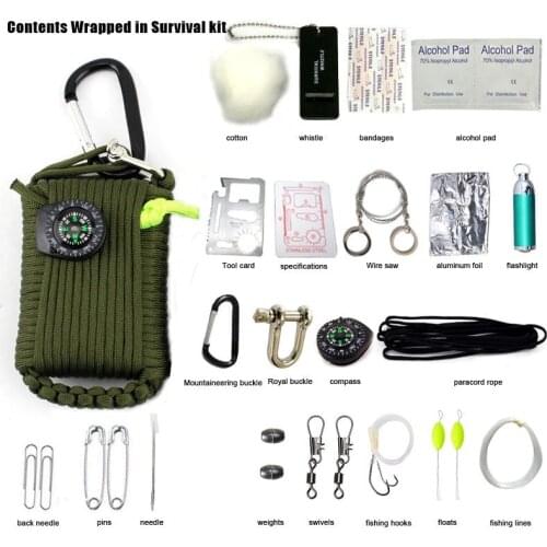 100set SOS Emergency Equipment emergency bag field survival box self-help box equipment for Camping Hiking saw 29 in 1