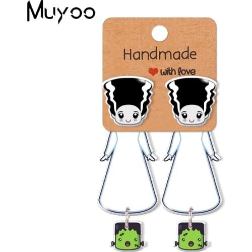 2021 New Classic Horror Movies Characters Frankenstein and His Bride Acrylic Epoxy Resin Stud Earrings