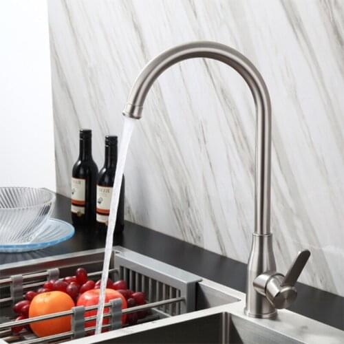 304 Stainless Steel Kitchen Sink Faucet Brushed 360 Rotate Creative Cold and Hot Water Saving Taps Mixer Kitchen Faucets Crane
