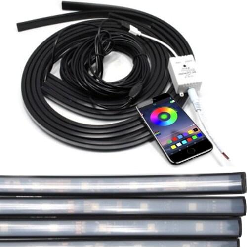 4PCS 12V IP65 Bluetooth App Control RGB LED Strip Under Car 60 90 Cm Tube Underglow Underbody System Neon Light Dropshipping