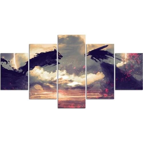 5 Pcs BERSERK Anime Manga Canvas Pictures Print Wall Art Canvas Paintings Wall Decor for Living Room Hell Wolf Poster Unframed