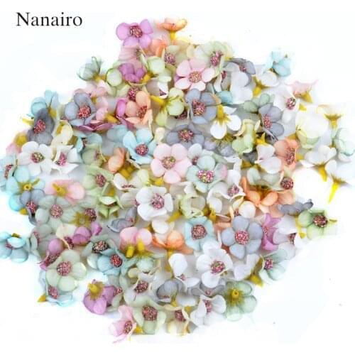 50Pcs 2cm Multicolor Daisy Flower Heads Mini Silk Cheap Artificial Flowers for Wreath Scrapbooking Home Wedding Decoration