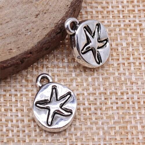 Free shipping 36pcs 11x15mm antique silver Starfish tag charms diy retro jewelry fit Earring keychain hair card pendant