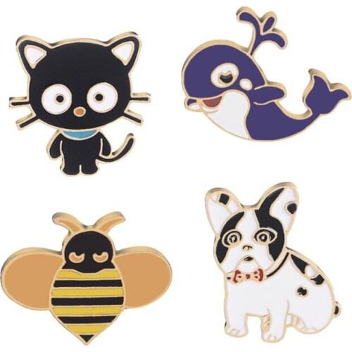 Cute Honeybee Dog Cat Dolphin brooches Badges Cute Pins Gifts For Friends Wholesale Jewelry