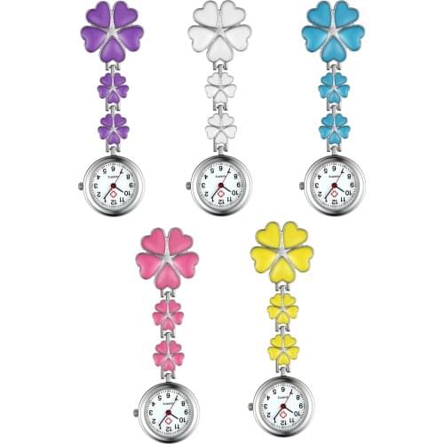 LANCARDO Four Leaf Clover Nurse Watch Clip-on Fob Brooch Pendant Hanging Watch Pocket Watch Luminous Medical Doctor Nurse Watch