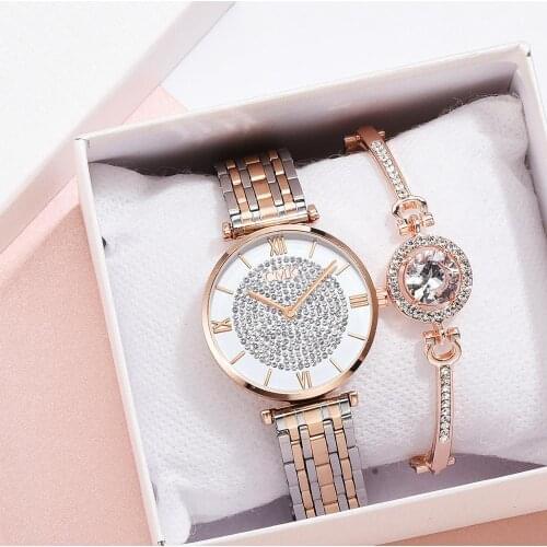Fashion Set Women Watches Simple Romantic Rose Gold Watch Womens WristWatch Ladies Watch Relogio Feminino Reloj Mujer Dropship