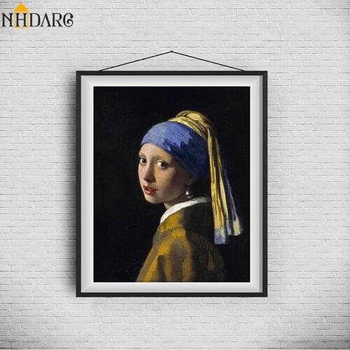 Girl With A Pearl Earring By Johannes Vermeer Wall Art Canvas Poster and Print Canvas Painting Decorative Picture for Home Decor