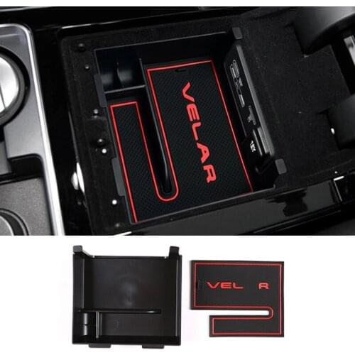 Car Styling Central Storage Box Door Glove Armrest Organizer Box For Landrover Range Rover VELAR 2017 2018 2019 Accessories