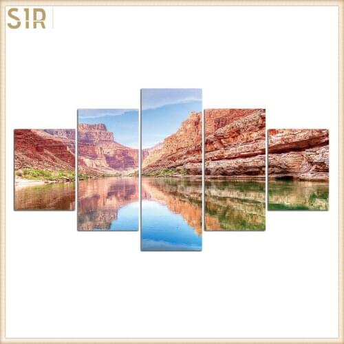 HD 5 Pieces Scenic Snow-capped and Lakes Pictures Posters Wall Art Home Decor for Living Room Painting Wall Art Anime Poster