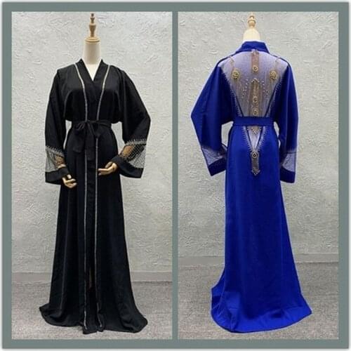 Eid Ramadan Abaya Kimono Cardigan Embroidery Hijab Muslim Dress Kaftan Dubai Arabic Turkish Islamic African Dashik Bazin Niqab