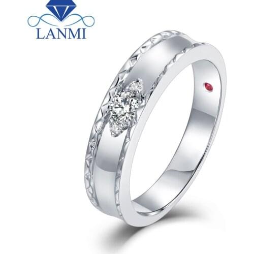 LANMI Vintage Design Diamonds Rings Solid 18Kt White Gold SI Clarify Diamond Wedding Ring For Women Anniversary Trendy Jewelry