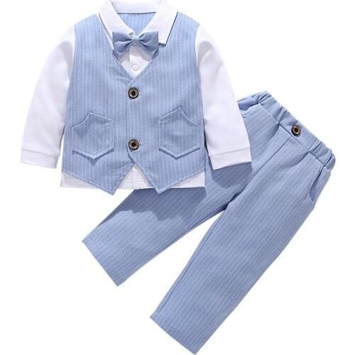 Baby boy clothes striped Shirt+vest+pant boys clothes set vetement bebe garcon baby clothes kids clothes 80/90/100/110/120cm new