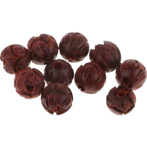 Brown Sandal Wooden Round with Lotus Flower Carved Spacer Beads 6/8/10mm