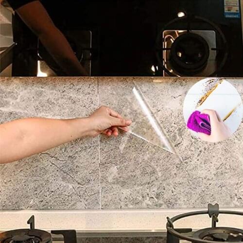 Kitchen Oil Proof Wall Sticker Clear Glossy Self Adhesive Film Covering Removable Protective Film Shelf Drawer Liner 68*45cm