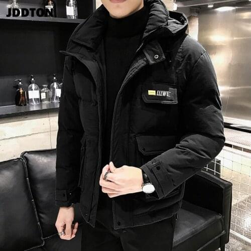 JDDTON New Winter Mens Hooded Jacket Parkas Big Pockets Loose Warm Windproof Thermal Windbreaker Coats Hoodies Streetwear JE540