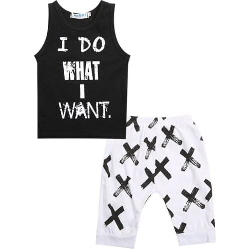 Summer Baby Kids Boys Tops T-shirt Vest Short pants 2pcs Outfits Set Clothes Toddler Boy Clothes Sleeveless Cotton O-neck