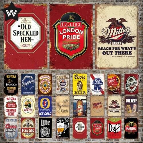 Duff Beer Metal Poster Miller Beer Tin Sign Vintage Style Metal Plate KARHU Metal Plaque MVP Wall Sticker for Man Cave Bar Decor