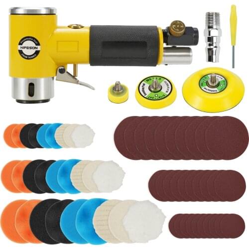 HIFESON 2/3" Mini Orbital Air Sander Pneumatic Polishing Grinding Machine Air Tool Buffer Dual Action Orbital Polisher for Car