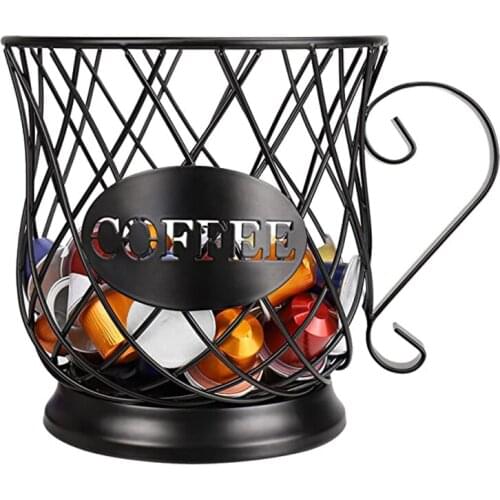 Multifunction Hollow Coffee Capsule Basket Anti-Rust Iron Wire Coffee Cup Basket Fruit Organizer Holder For Home Cafe Decoration