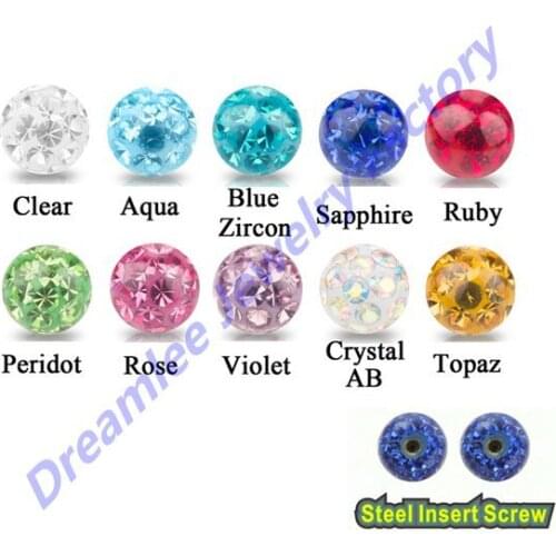 Lot of 30pcs Bling CZ Ferido Crystal Epoxy Ball 16g Of Inner Thread Fit Gauge Body Accessories Piercing Jewelry