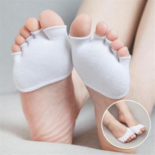 Cotton Half Palm Five Fingers Socks Ladies Invisible Summer Thin High Heel Front Foot Open Toe Socks Women Non Slip Shoes Liners