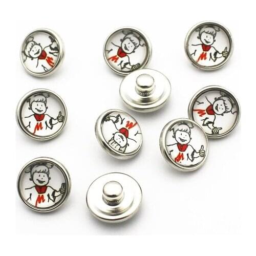 Newest 20pcs/lot 12mm Glass Snap Buttons Fit DIY Snap Bracelet Snap Button Charms Jewelry