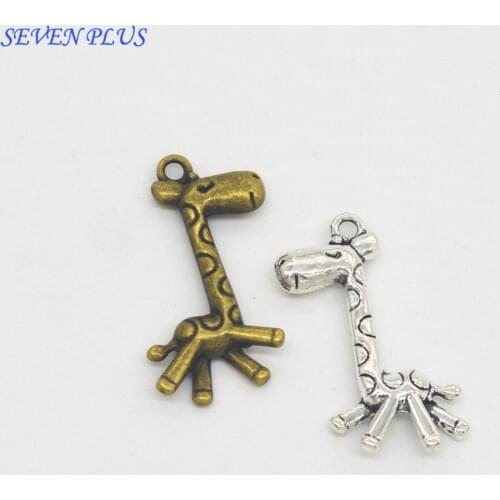 Newest Style 20 Pieces/Lot 15mm*29mm Antique Silver plated Or Antique Bronze Cute Giraffe Charms Animal Charm For Jewelry Making