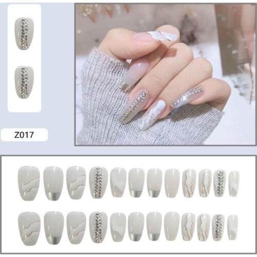 2021 New Fake Nail Set Auger Tips Patch Glue Wearable Full Cover Solid Color Artificial Art Manicure Tools Accessories 24Pcs/Box