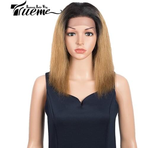 Trueme Culry Wet And Wavy Lace Wig Colored Straight Human Hair Wigs For Women Omber Blonde Jerry Curl Lace Front Human Hair Wigs