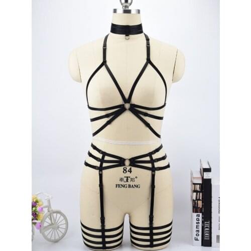 Sexy harness Pastel Goth Fetish Gothic Lingerie Top Cosplay Harness Cage Bra Bondage Harness Cage Harajuku Wear Body Harness