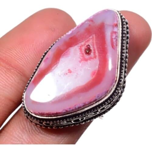 Solar Agates Ring Silver Overlay over Copper, USA Size 7 , R5377