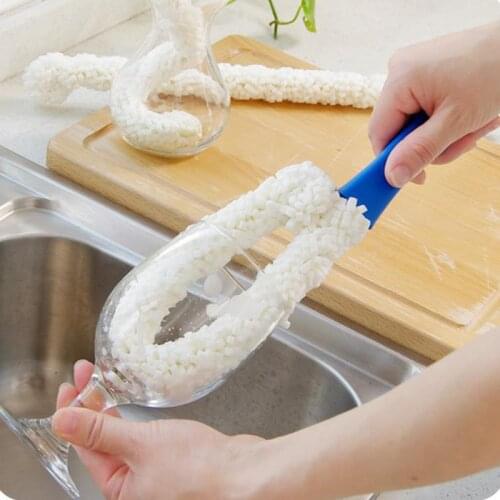 Wine Brush Soft Bendable Foam Decanter Stemware Glasses Multifunction Dust Cleaning Brush Flexible Win Bar Cleaner