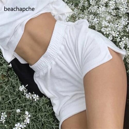 Beachapche Summer shorts women 2021 casual high waisted shorts black white biker solid loose sweatshorts split womens fashion