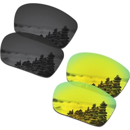 SmartVLT 2 Pairs Polarized Sunglasses Replacement Lenses for Oakley Triggerman Stealth Black and 24K Gold