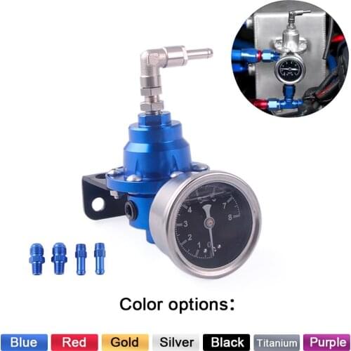 Universal Adjustable Fuel Pressure Regulator kit Oil 1-8KG Pressure Gauge
