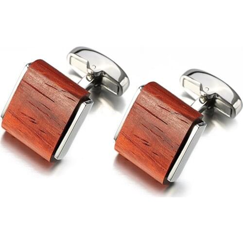 High Quality Square Rosewood Cufflinks For Men Shirt Cuffs Cuff links Lepton Brand Low-key Luxury Wood Cufflinks For Men Jewelry